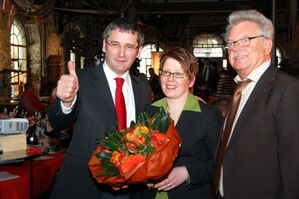 Hendrik Hering, Tanja Machalet und Harald Schweitzer nach der Nominierung